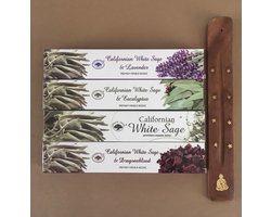 Greentree wierook set-Californian White Sage-Lavender-Eucalyptus en Dragonsblood met gratis Houder