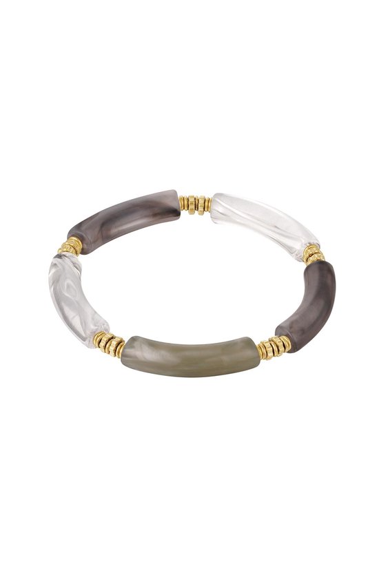 Yehwang - Tube armband - kralendetail Grijs & Goud Acryl