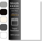 Sleeps Zacht Katoenen Topper Hoeslaken Wit 90x200 cm - Glad Katoen - Perfecte Pasvorm - Heerlijk Zacht
