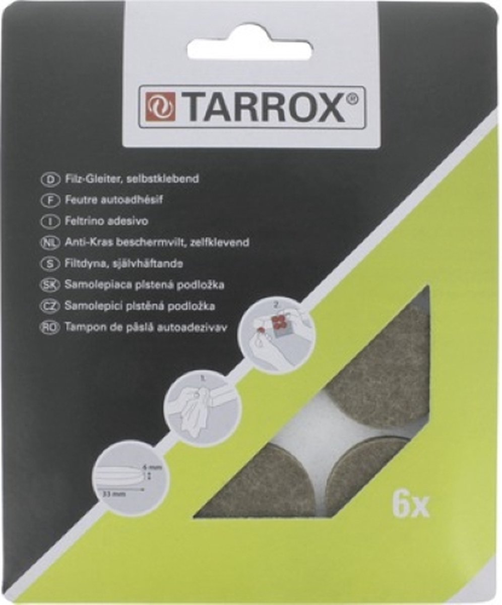 Tarrox viltjes stoelpoten - Ø28 mm - Vloerbeschermer antikras - Vilt - Bruin - Zelfklevend - 8 stuks