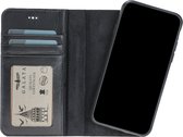 GALATA Samsung Galaxy A70 afneembare 2in1 magneet echt leer bookcase hoesje - Zwart
