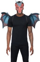 Smiffy's - Costume de Dragon - Set Dragon Dracara Rouge - Blauw, Rouge - Halloween - Déguisements