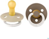 BiBS - Colour Pacifier Glow in the Dark - Stage 2 Fopspeen - 6+ maanden - 2 stuks - Vanilla Glow / Dark Oak Glow