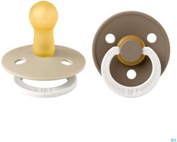 BiBS - Colour Pacifier Glow in the Dark - Stage 2 Fopspeen - 6+ maanden - 2 stuks - Vanilla Glow / Dark Oak Glow