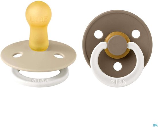 BiBS - Colour Pacifier Glow in the Dark - Stage 2 Fopspeen - 6+ maanden - 2 stuks - Vanilla Glow / Dark Oak Glow