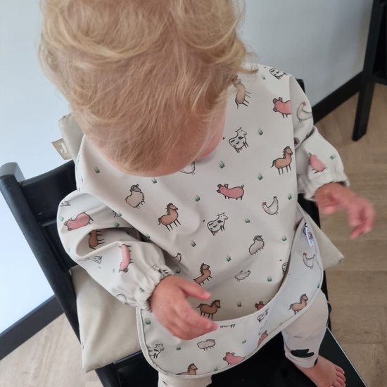 RubyC Slab met Mouwen (12 tot 36 maanden) Kinderboerderij Dieren - Waterproof Slabbetje - Baby - Peuter - Kind - Kids - Schort — afbeelding 4