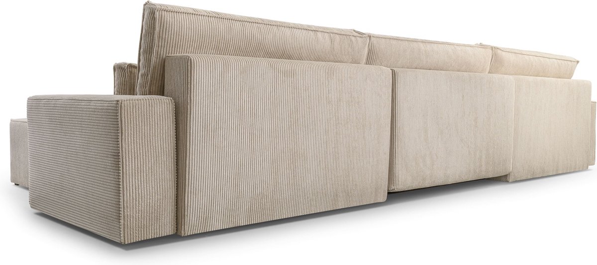 Willard gestoffeerde 4-zits hoekbank lichtbeige - rechts - 312 cm