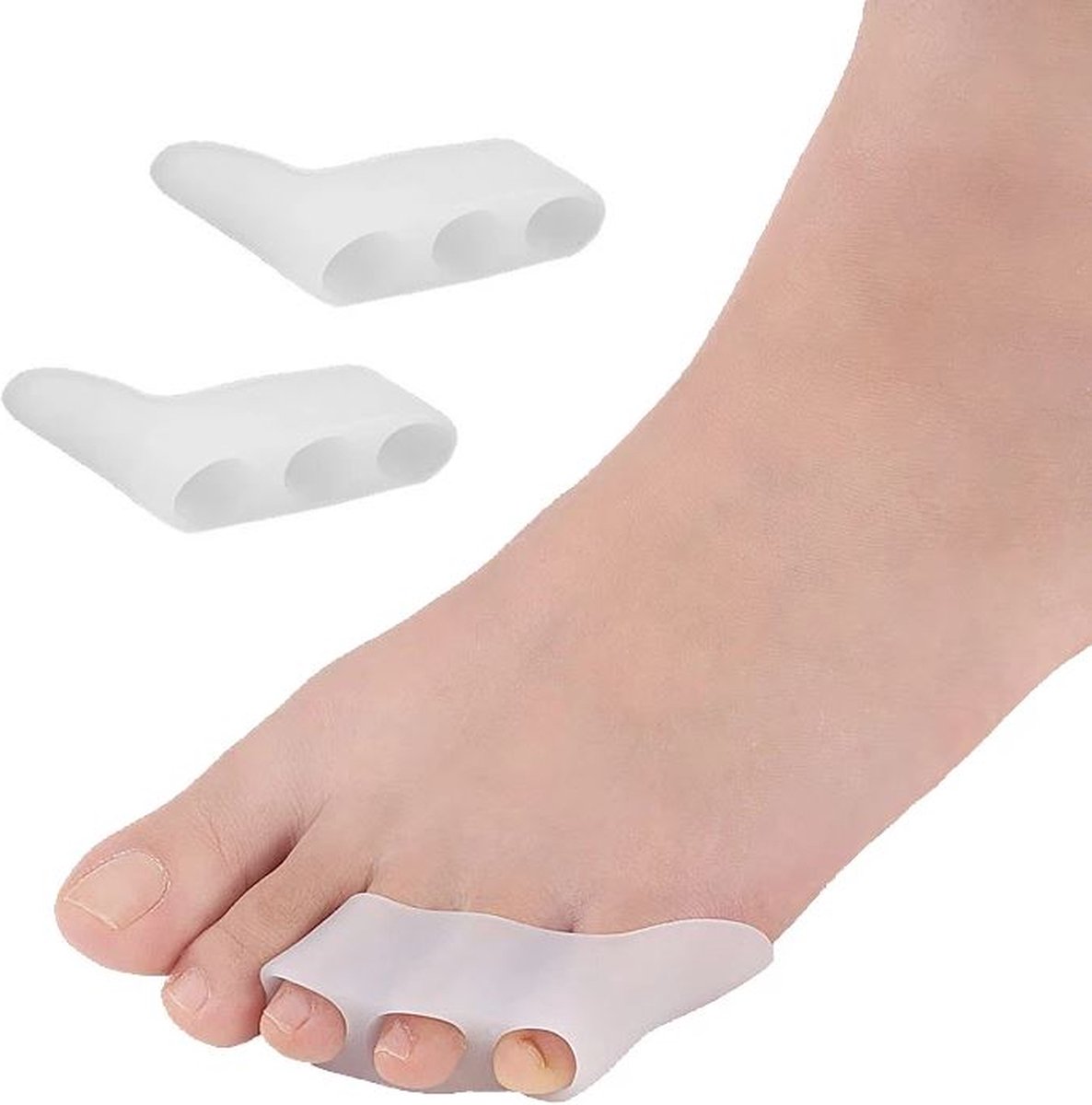 Goedkoopste Teenspreider - teencorrector - teenbeschermer - siliconen - 3 kleine tenen wit 2 stuks