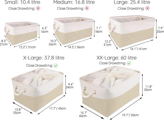 Mangata Opvouwbare Opbergkubus, canvas Opbergboxen van 33x33 cm voor kasten, planken en garderobes, grijs/wit (33x33x33 cm, 4 stuks