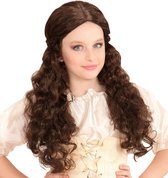 Widmann - Middeleeuwen & Renaissance Kostuum - Milady Pruik, Kind Middeleeuwen Bruin - Bruin - Carnavalskleding - Verkleedkleding