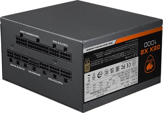 Cougar GEX X2 850W volledig modulair 80 Plus Gold ATX 3.0 Hoge efficiëntie interne voeding -Zwart