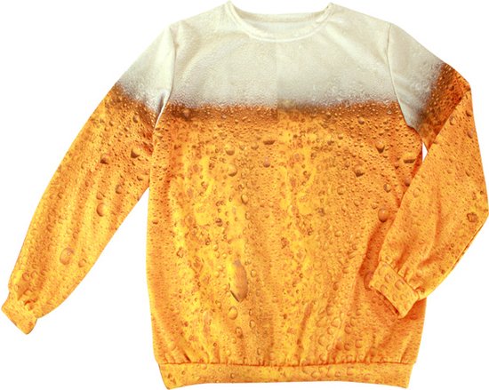 PartyXplosion - Boeren Tirol & Oktoberfest Kostuum - Goud Gele Rakker Bier Fleece Trui - Geel - Medium - Bierfeest - Verkleedkleding