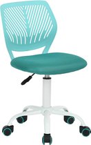 Bureaustoel, verstelbare draaibare bureaustoel, stoffen zitting, ergonomische werkstoel zonder armleuning, turquoise