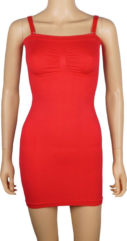 J&C Dames Sterk corrigerende jurk met verstelbare bandjes Rood - maat L/XL