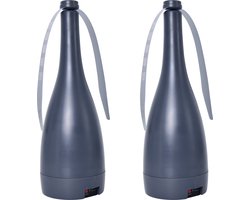 Vliegenverjager SET van 2 stuks- FLY FAN- oplaadbaar met USB kabel, met ingebouwde Li-Ion batterijen Antraciet Grijs/ Werkt 10 u met 1 oplaadbeurt!