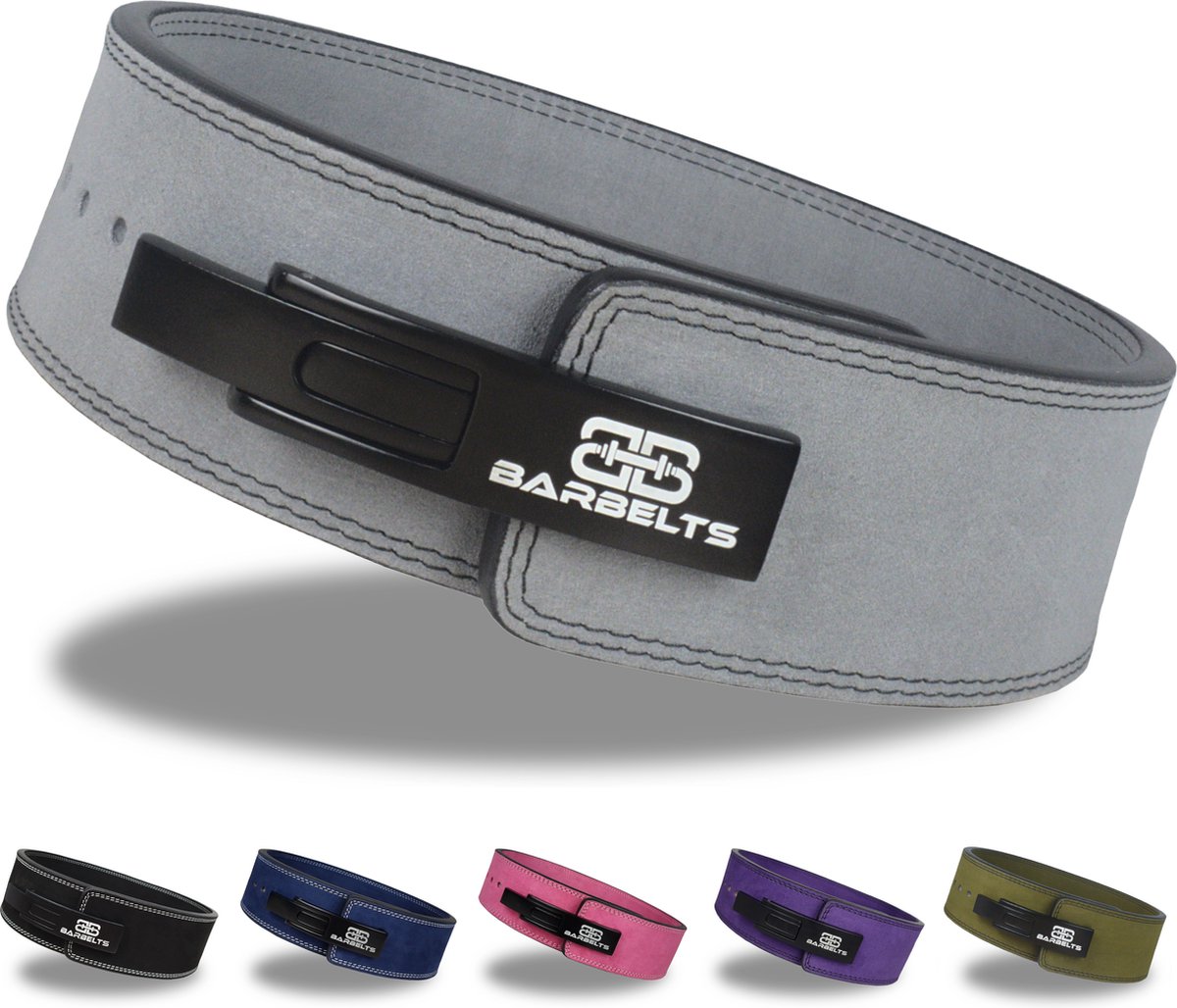 Barbelts lever belt 10mm - powerlift riem - grijs - XS