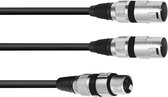 Omnitronic 30225206 XLR Adapterkabel [1x XLR-bus 3-polig - 2x XLR-stekker 3-polig] 3.00 m Zwart