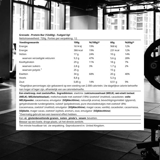 Grenade - High Protein, Low sugar - Protein bar - Fudged Up - 22g eiwit - 12 x 60g - Eiwitreep - Diverse smaken — afbeelding 5
