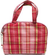 Vagabond-2 Handle Cosmetic Bag-"Madras" - Pink/Rose - Afmeting 26 x 12 x 22 cm.