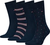 Tommy Hilfiger giftbox 4P sokken tin stripe dot blauw - 39-42