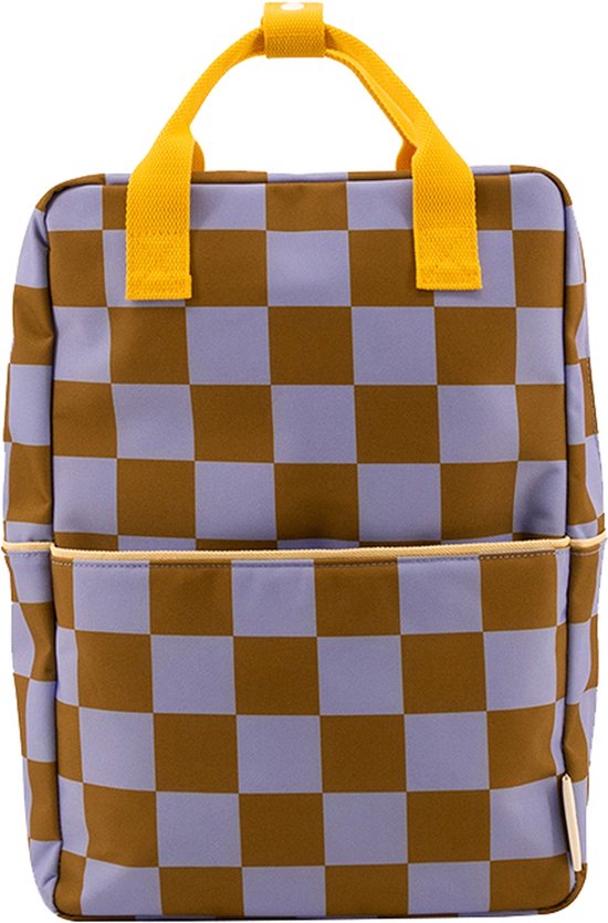 Sticky Lemon Farmhouse Backpack Large Checkerboard blooming purple - soil green