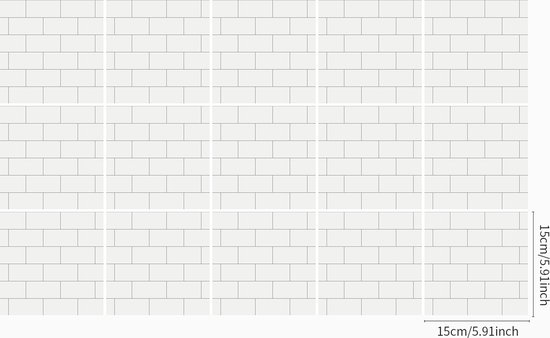 Ulticool Décoration Toilettes carrelages - Bandes de parement en briques Revêtement Mural Carrelage Métro Wit - 15x15 Cuisine - 15 pièces