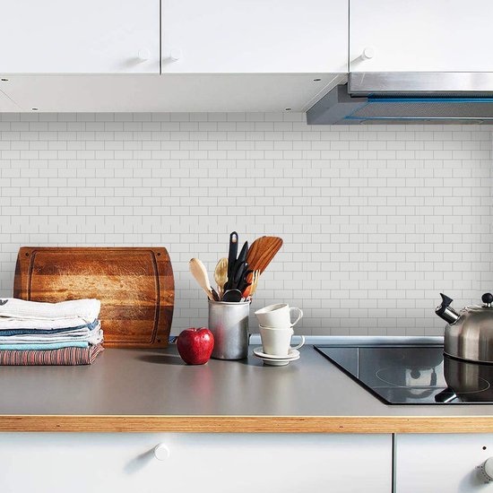 Ulticool Décoration Toilettes carrelages - Bandes de parement en briques Revêtement Mural Carrelage Métro Wit - 15x15 Cuisine - 15 pièces