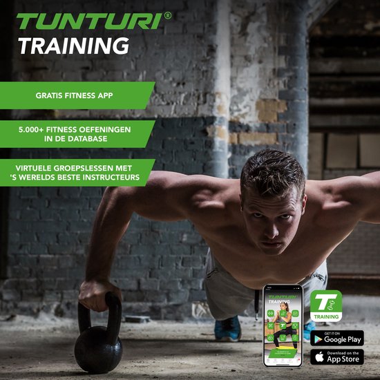 Tunturi Kettlebell - 12 kg - Zwart - Incl. gratis fitness app
