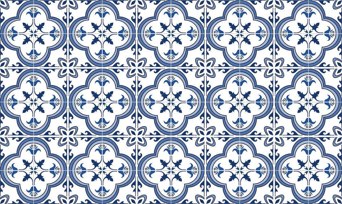 Plaktegels - Zelfklevende Tegels - 15x15 cm - Ulticool - Blauw Wit Mandala - 15 stuks - Decoratie Sticker Tegels - Plakfolie Tegelstickers - Achterwand Accessoire - Sticktiles Muurstickers Woonkamer - Badkamer - Keuken