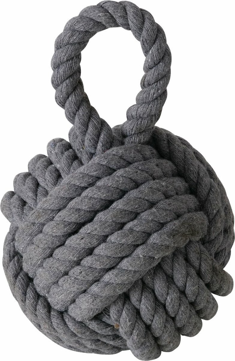Boltze deurstopper knoop - 1.2 kilo - grijs - jute - 23 x 15 cm