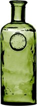 Natural Living Bloemenvaas Olive Bottle - Smaragd groen transparant - glas - D13 x H27 cm - Fles vazen