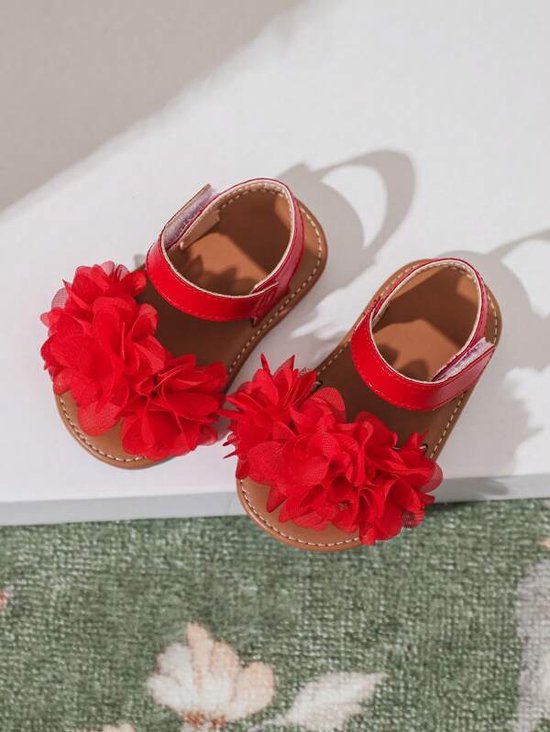 Baby meisjes bloem decor antislip open teen platte sandalen voor de zomer