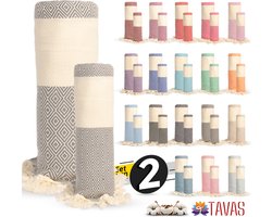 Rome Set van 2 | Hamamdoek 100x180 cm en Handdoek 50x90 cm 100% Katoen Spa Backpack Sauna Strandlaken Grijs