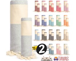 Rome Set van 2 | Hamamdoek 100x180 cm en Handdoek 50x90 cm 100% Katoen Spa Backpack Sauna Strandlaken Appel Groen