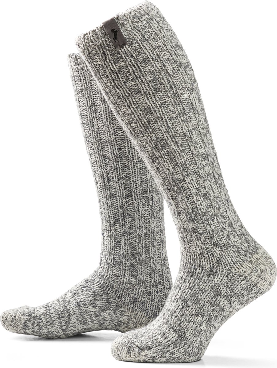 SOXS® Wollen sokken | SOX3557 | Grijs | Kniehoogte | Maat 42-46 | Silver horse label