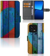 Mobiel Bookcase Xiaomi 13 Smartphone Hoesje Wood Heart