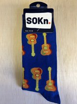 SOKn. Trendy sokken *GITAAR*(blauw) maat 40-46 (ook leuk om kado te geven !)