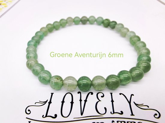 Armband - Groene Aventurijn - 6mm Kralen - edelsteen - / 6 - kalmerende en beschermende werking.