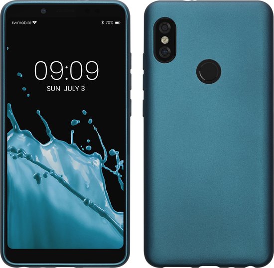 kwmobile telefoonhoesje geschikt voor Xiaomi Redmi Note 5 (Global Version) / Note 5 Pro - Hoesje voor smartphone - Back cover in Metallic carabisch blauw