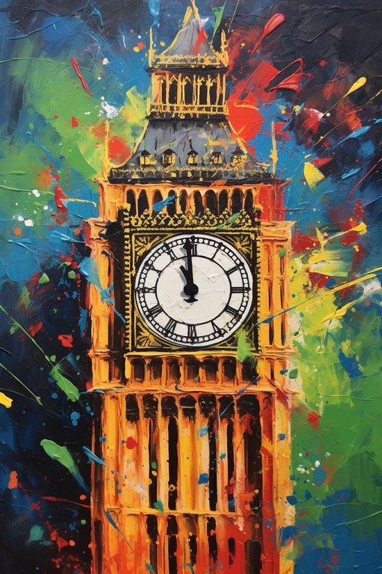 Sfeer Poster - Big Ben - Kleuren - Londen - Abstract - 61x91 - Geschikt om in te lijsten