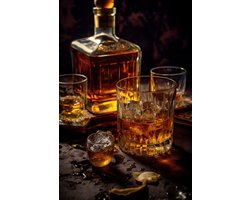Sfeer Poster | Whiskey poster | Whiskey Karaf | Whiskey Glazen | Drank poster | Bar poster | Foto Kunst | 50x70cm | S339 | Geschikt om in te lijsten