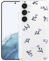 Cazy Hoesje geschikt voor Samsung Galaxy S23 Paarse Bloemen