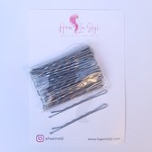 Haar in Stijl® | Bobby Pins Zilver | 100 zilveren schuifspelden | haarpin haarschuifje haarspeld schuifspeld | haaraccessoires haarstyling kappers tool