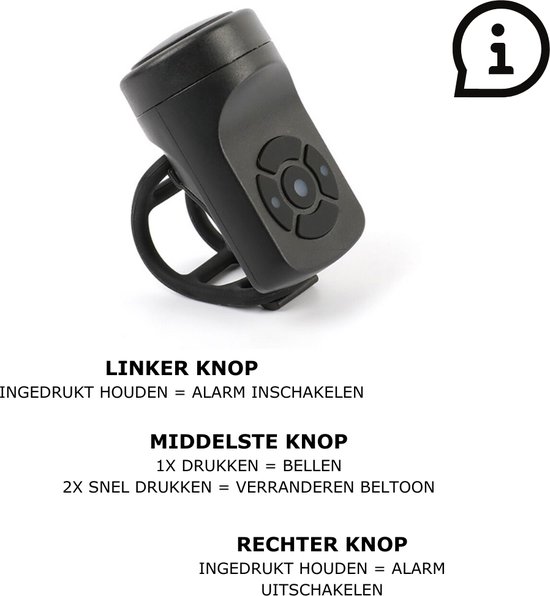 Elektrische fiets toeter met bewegings alarm funtie Waterdichte elektrische fietsbel...