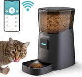 Automatische voerbak kat en hond - Voerautomaat met smartphonebesturing - Voerdispenser - Voerautomaat kat en hond - Voerinhoud 6 liter