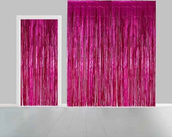 Folie gordijn metallic 2,4 meter x 1 meter pink - festival themafeest huwelijk gala disco glitter and glamour wanddeco