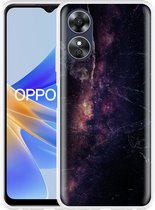 Cazy Hoesje geschikt voor Oppo A17 Black Space Marble