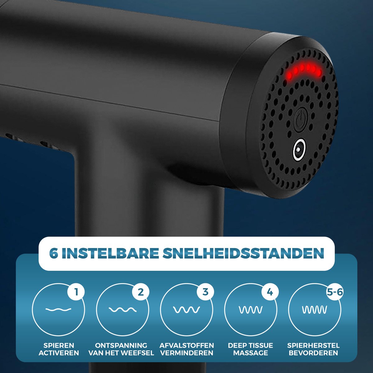 Afbeelding 2 van ForU Massage Gun - Massage Apparaat - Massage pistool - Incl. 4 opzetstukken - Draadloos - Incl. opbergkoffer