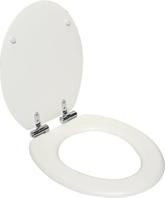SENSEA - Ovale toiletzitting van MDF - Glanzend wit - Valbeveiliging - PURITY