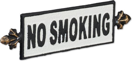 Relaxdays Metalen bordje no smoking - muurbordje 'niet roken' - muurplaatje - gietijzer